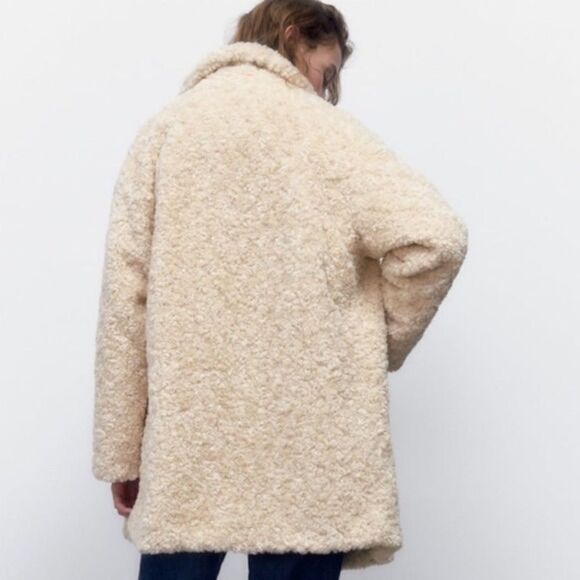 NWT ZARA FAUX FUR COAT SZ M - Picture 7 of 9